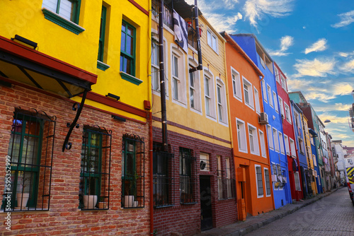 Photography The old historical streets and colorful houses of istanbul Balat