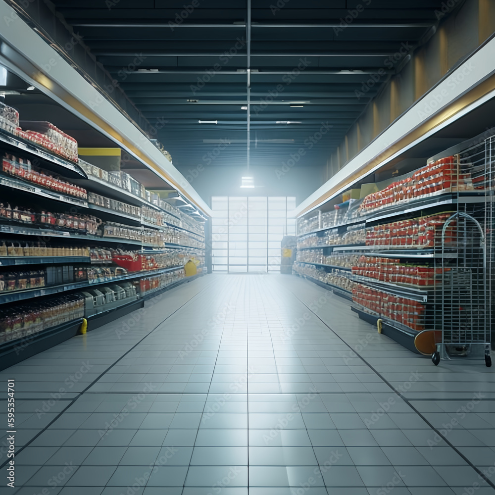 supermarket with shelves- AI Generated