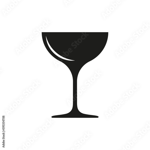 A coupe glass for champagne, for cocktails. Vector icon.