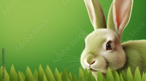 Rabbit Bunny Green Background Spring Easter © Sorab