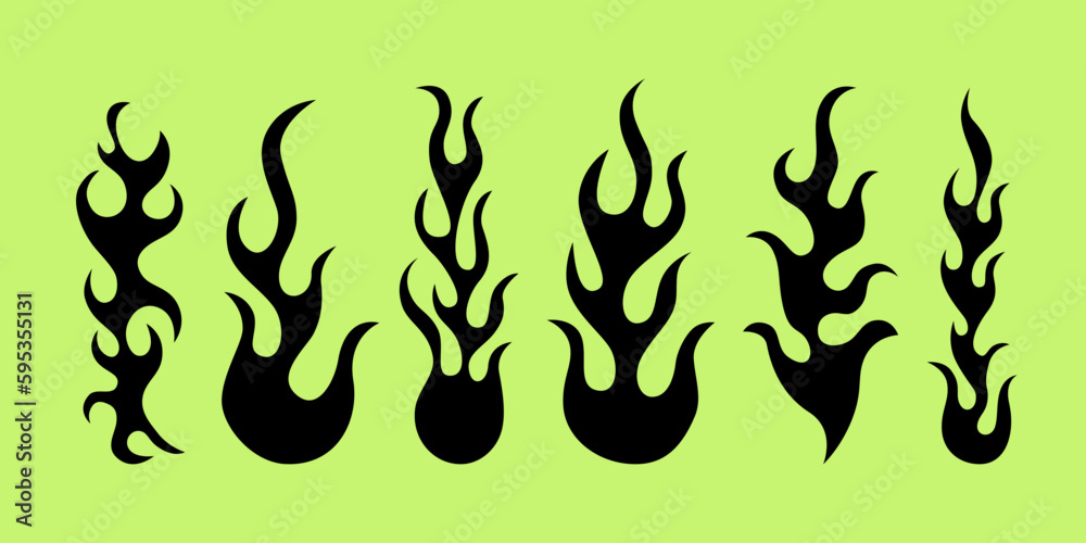Vector design set, flames and fire, acid neo tribal shapes, y2k elements and abstract illustrations in gothic style, gothic and acid tattoos and print templates Vector design set, flames and fire, acid neo tribal shapes, y2k elements and abstract illustrations in gothic style, gothic and acid tattoos and print templates