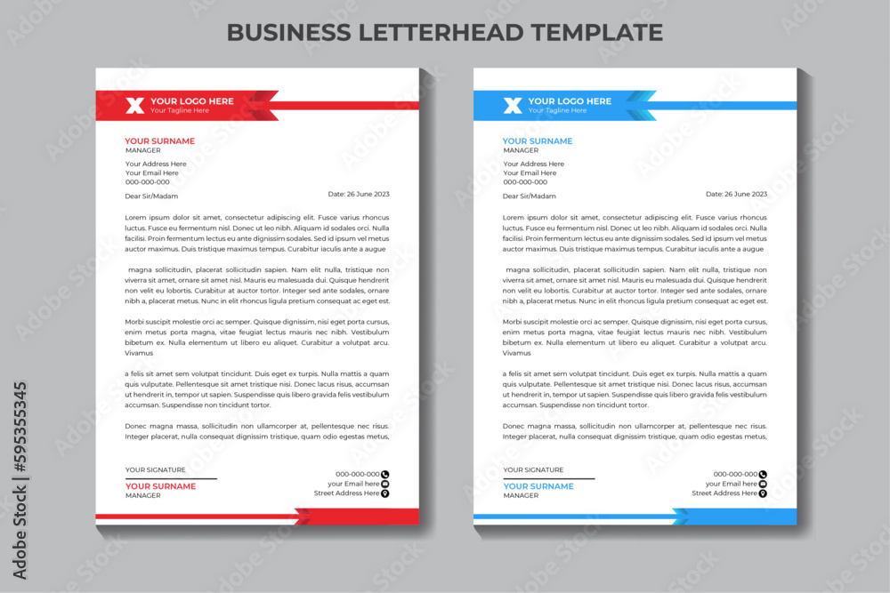 Modern business letterhead template design Modern business letterhead template design