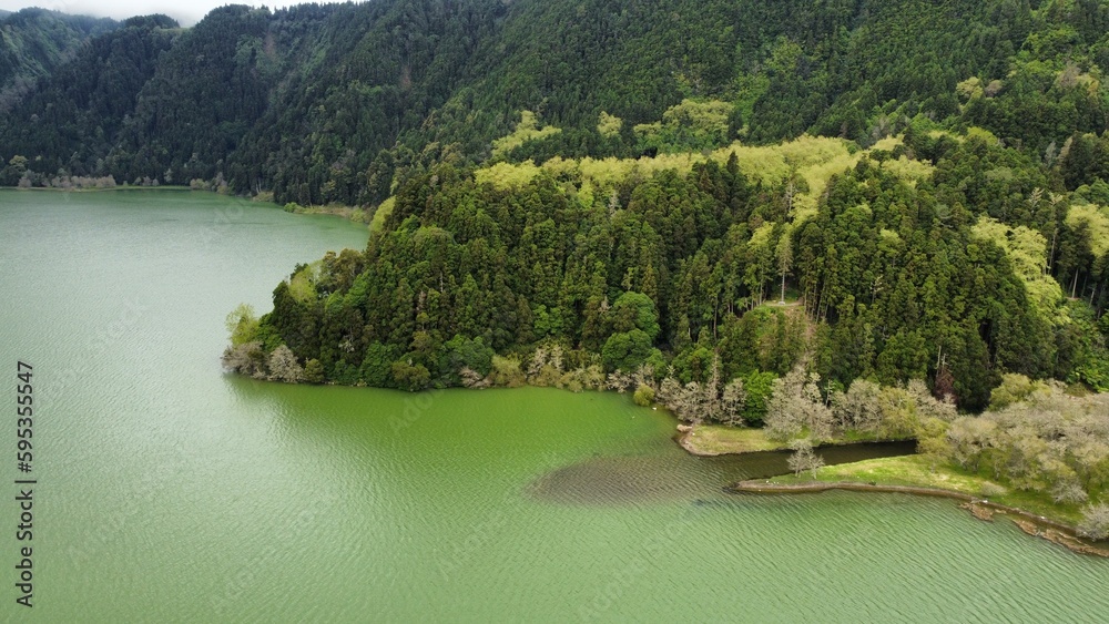 Fototapeta premium Drone landscape view of Sao Miguel, Azores