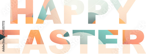 Happy Easter sign in pastel colors on transparent background. Generative AI.