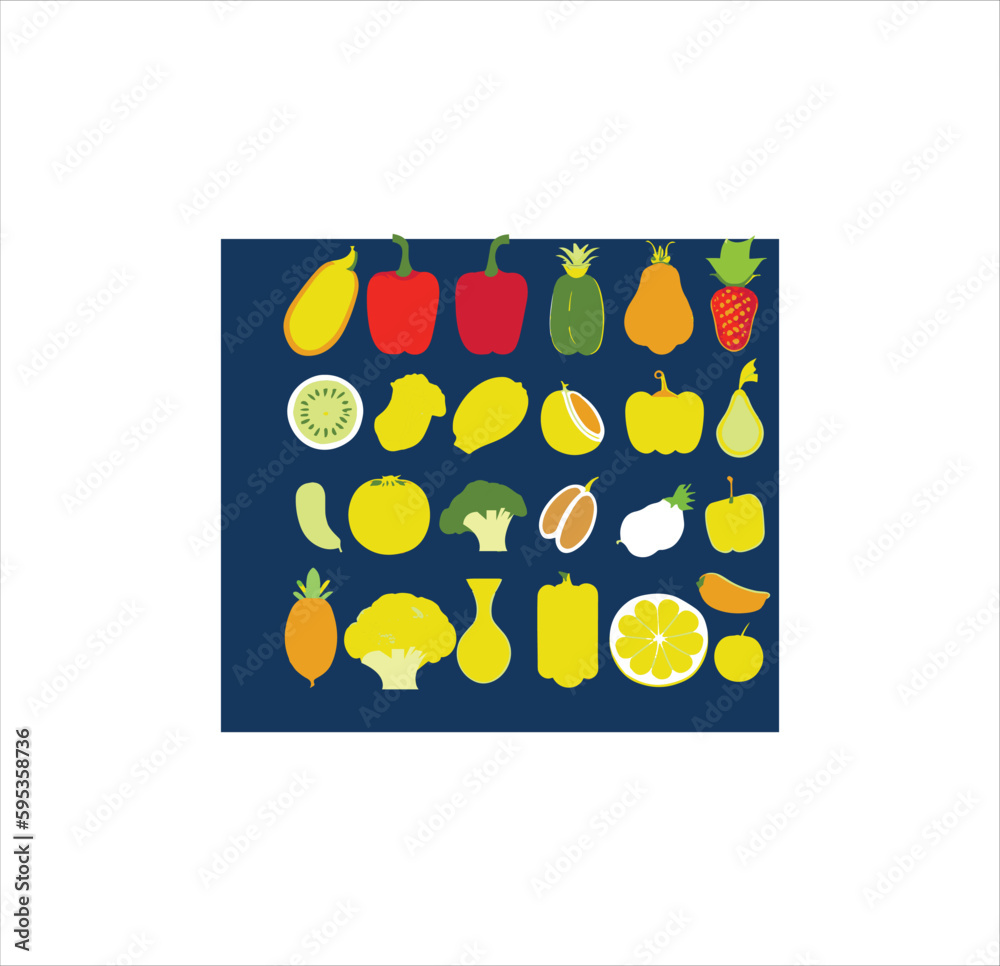 Fruits and vegetables icon vector art