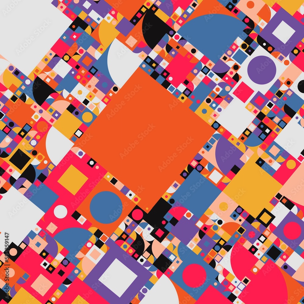 Obraz premium Abstract Geometric Fractal Colorful Pattern Bright Retro Texture Background