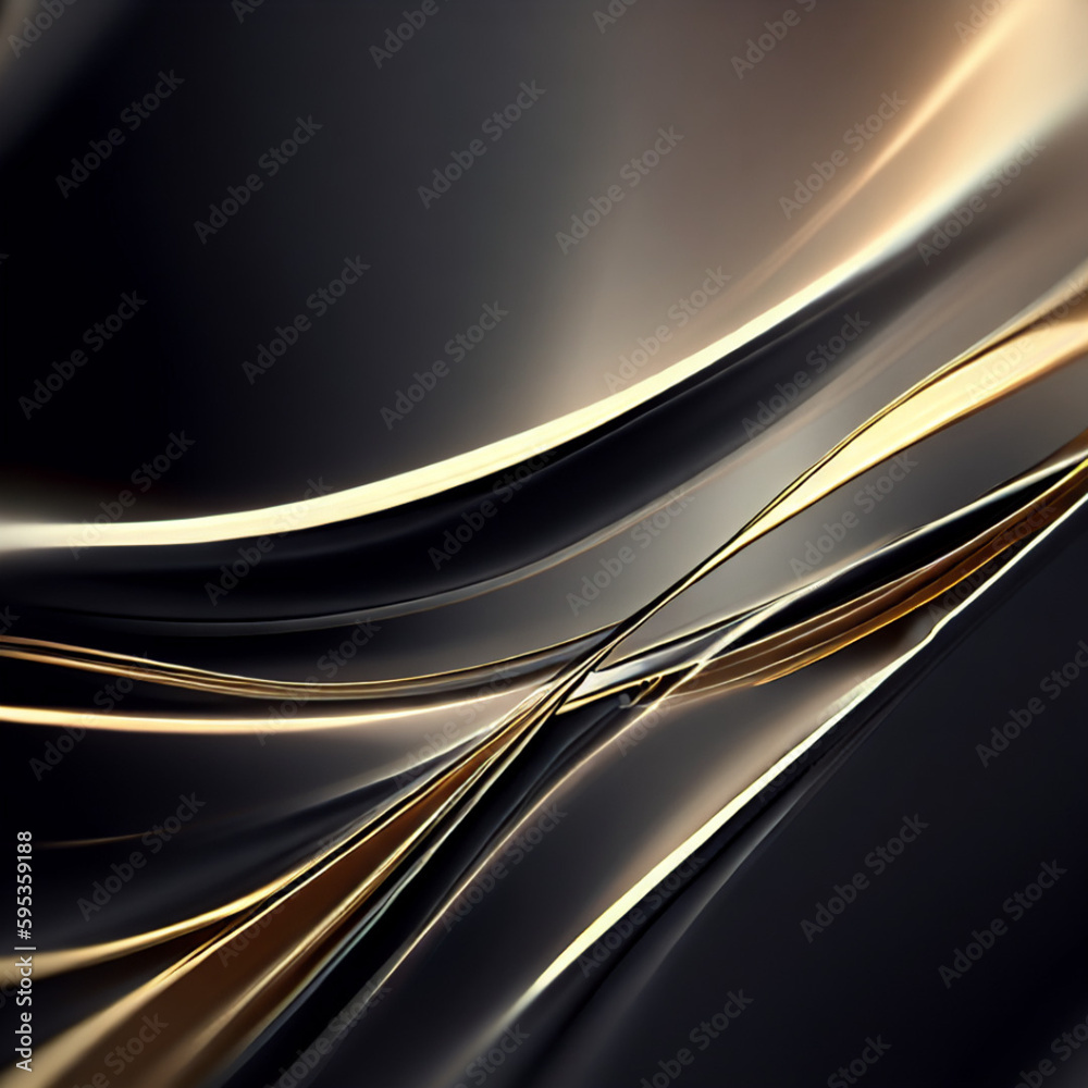 Obraz premium abstract black and gold waves background, Generative AI
