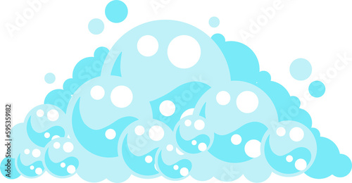 Soap foam bubbles. Cartoon bath suds of shampoo.