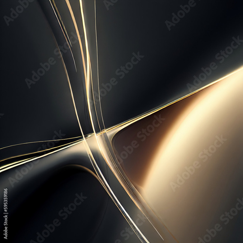 abstract black and gold waves background, Generative AI
