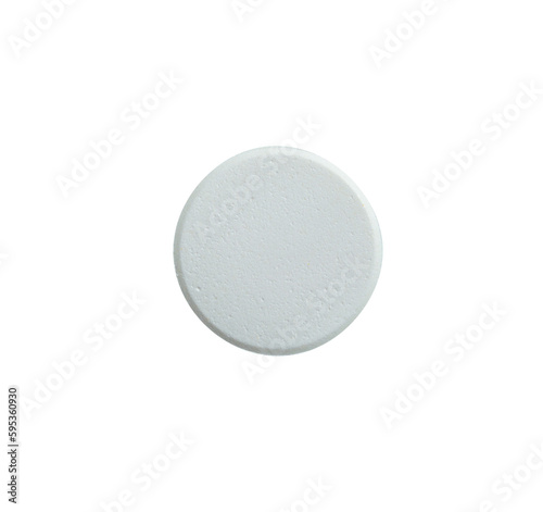 White single soluble tablet pill on transparent background