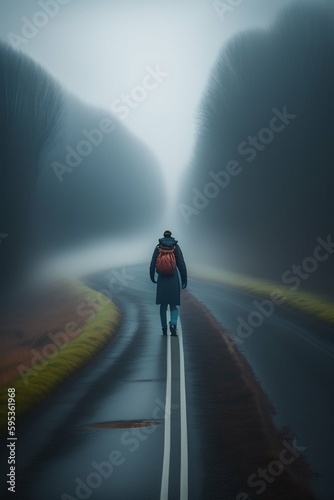 Mann am Stehen beim Wandern , Anischt von Hinten, Herbstlicher Wald 