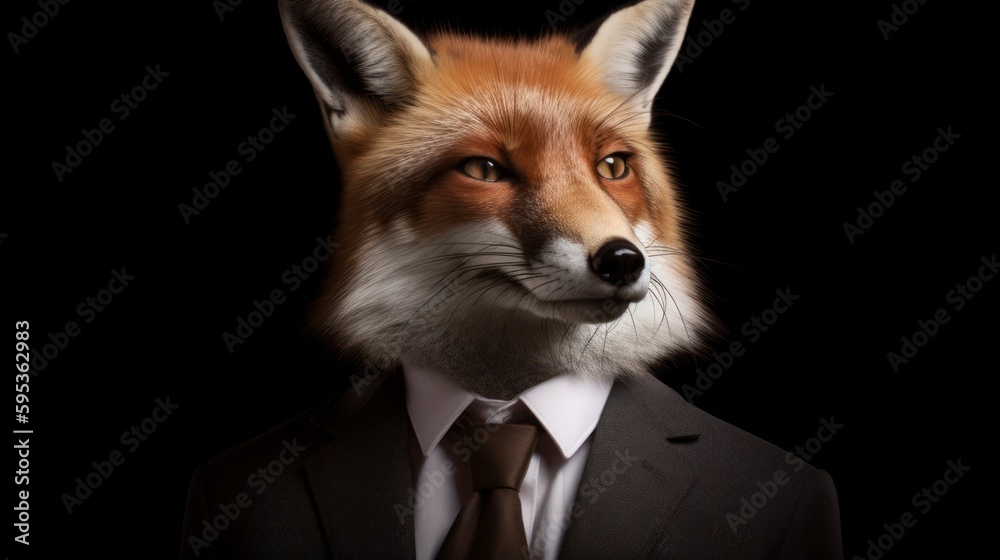 fox in business suit isolated, generative ai