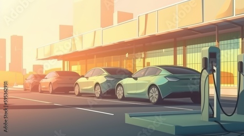 electric car charging the battery, generative ai © carballo