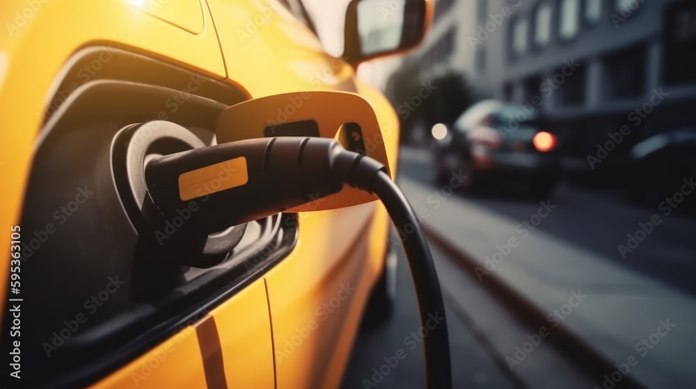 electric car charging the battery, generative ai