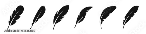 Feather vector icons. Feather silhouettes.
