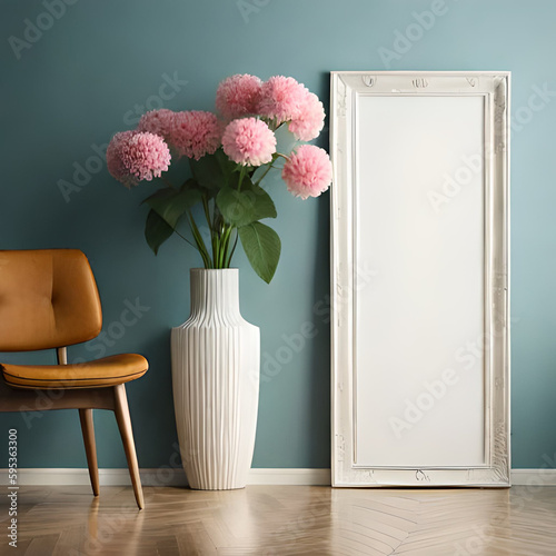 white vase with flowers