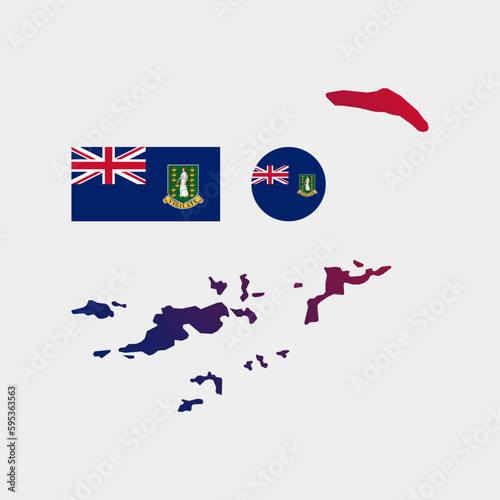 British Virgin Islands national flag and map vectors set....