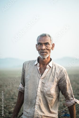 portrait of south asian senior farmer  photo