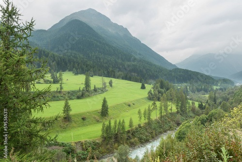 green landscape in the mountains