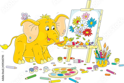 Funny little elephant drawi...