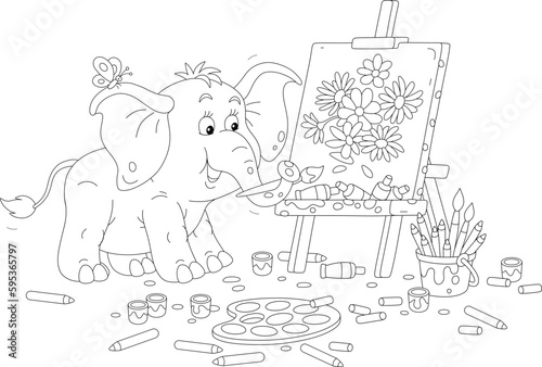 Funny little elephant drawi...