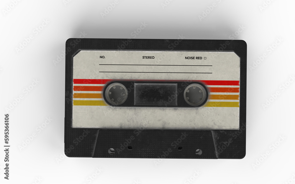 Fototapeta premium classic new clean cassettes in different colors on a white background