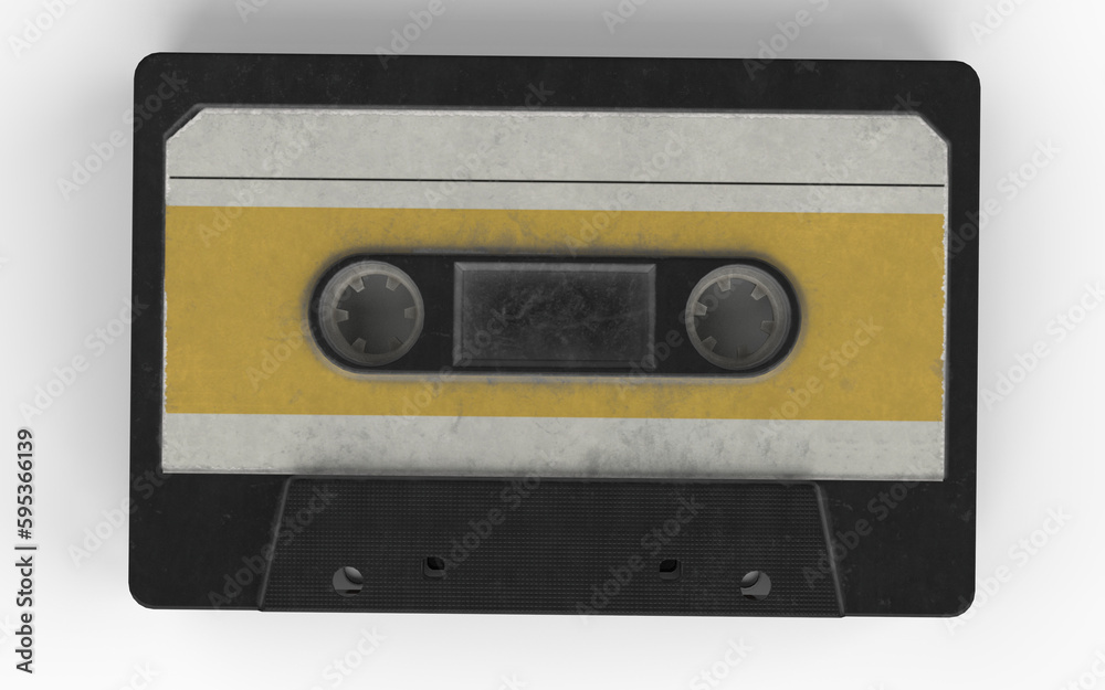 Fototapeta premium classic new clean cassettes in different colors on a white background