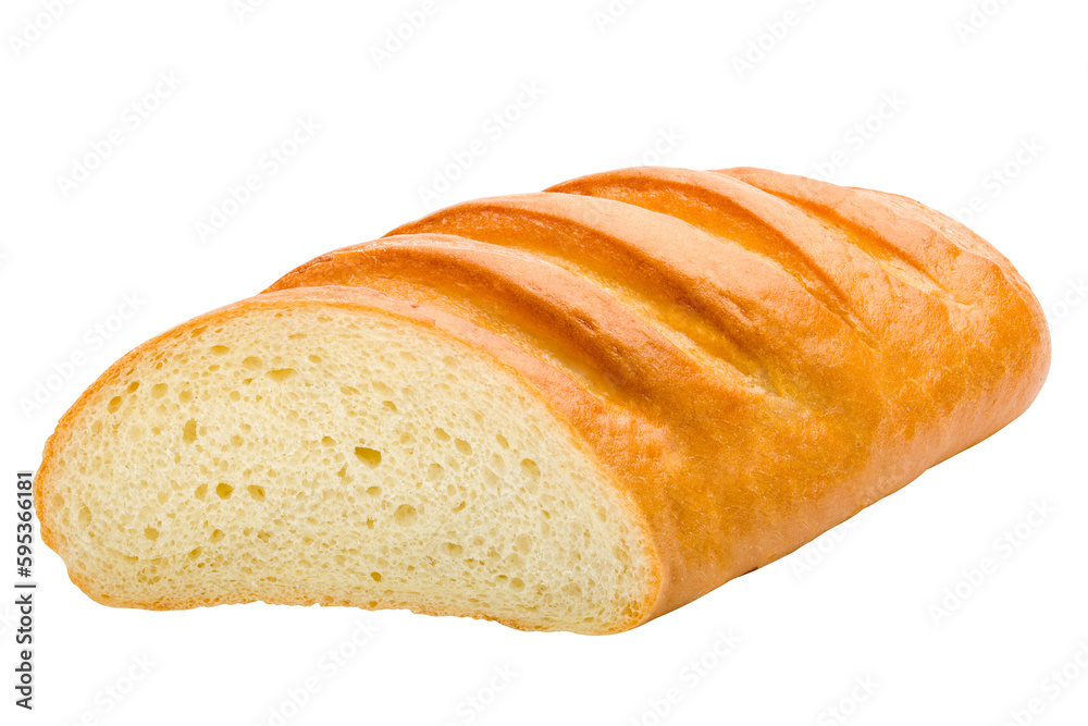 bread, long loaf, isolated on white background, full depth of field