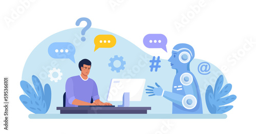 Chatbot conversation with clients. Chat bot chatting. Optimizing language models for dialogue. Artificial intelligence robot answer questions, generate refinement conversation, provide smart solution