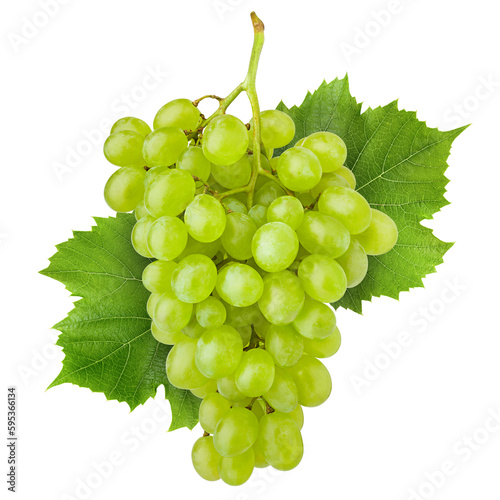 Green grape, isolated on white background, full depth of field