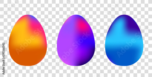 Easter eggs set isolated on white background, colorful gradient. Happy easter