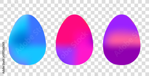 Easter eggs set isolated on white background, colorful gradient. Happy easter