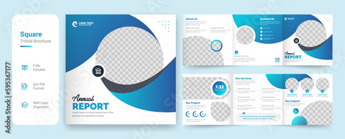 Creative business square trifold brochure template design