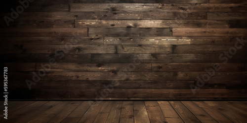 Old grunge dark textured wooden background generative ai