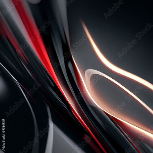 abstract background of red and black waves, Generative AI