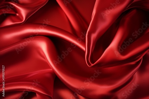 Luscious red abstract shiny silk texture background. AI generated