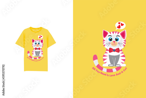 Cat Cartoon T-shirt Design with quotes