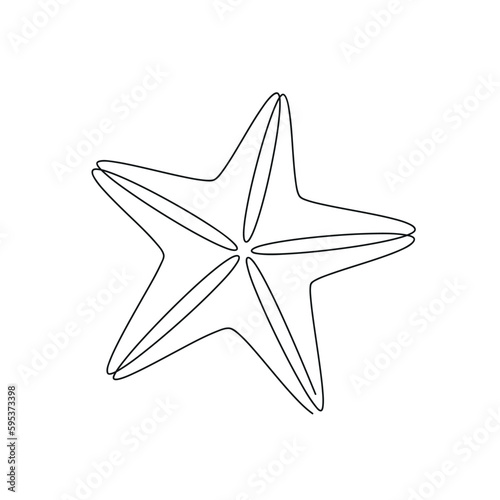 Starfish drawn in one continuous line. One line drawing, minimalism. Vector illustration.