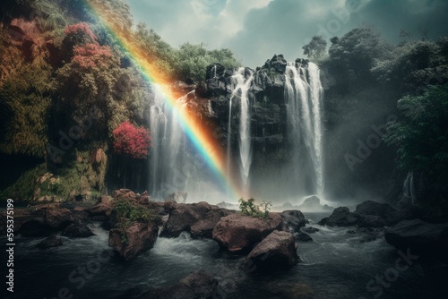 Artistic representation of a waterfall with LGBT theme. Generative AI © Ebrahim