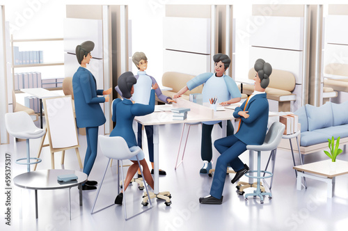 Group of business people having a meeting, collaborating on a project, discussing new ideas. 3D rendering illustration © IRStone