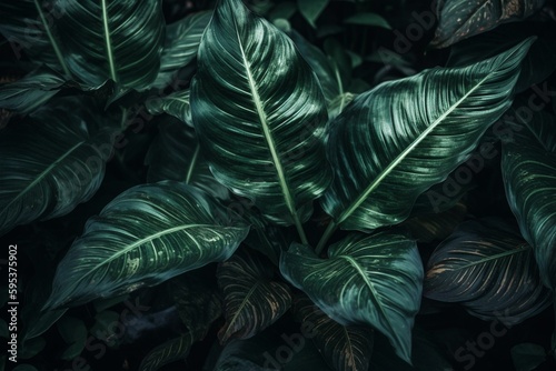 Tropical foliage wallpaper pattern. Generative AI