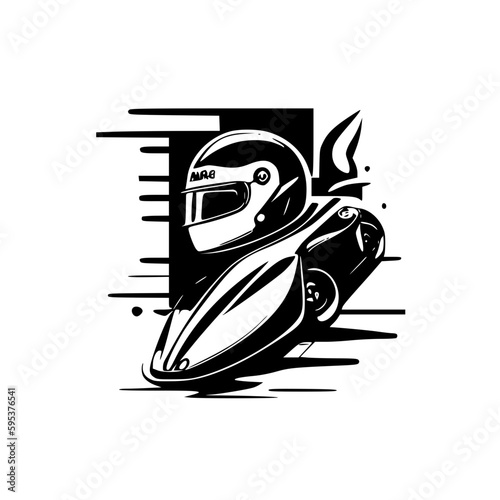 Racing | Black and White Vector illustration