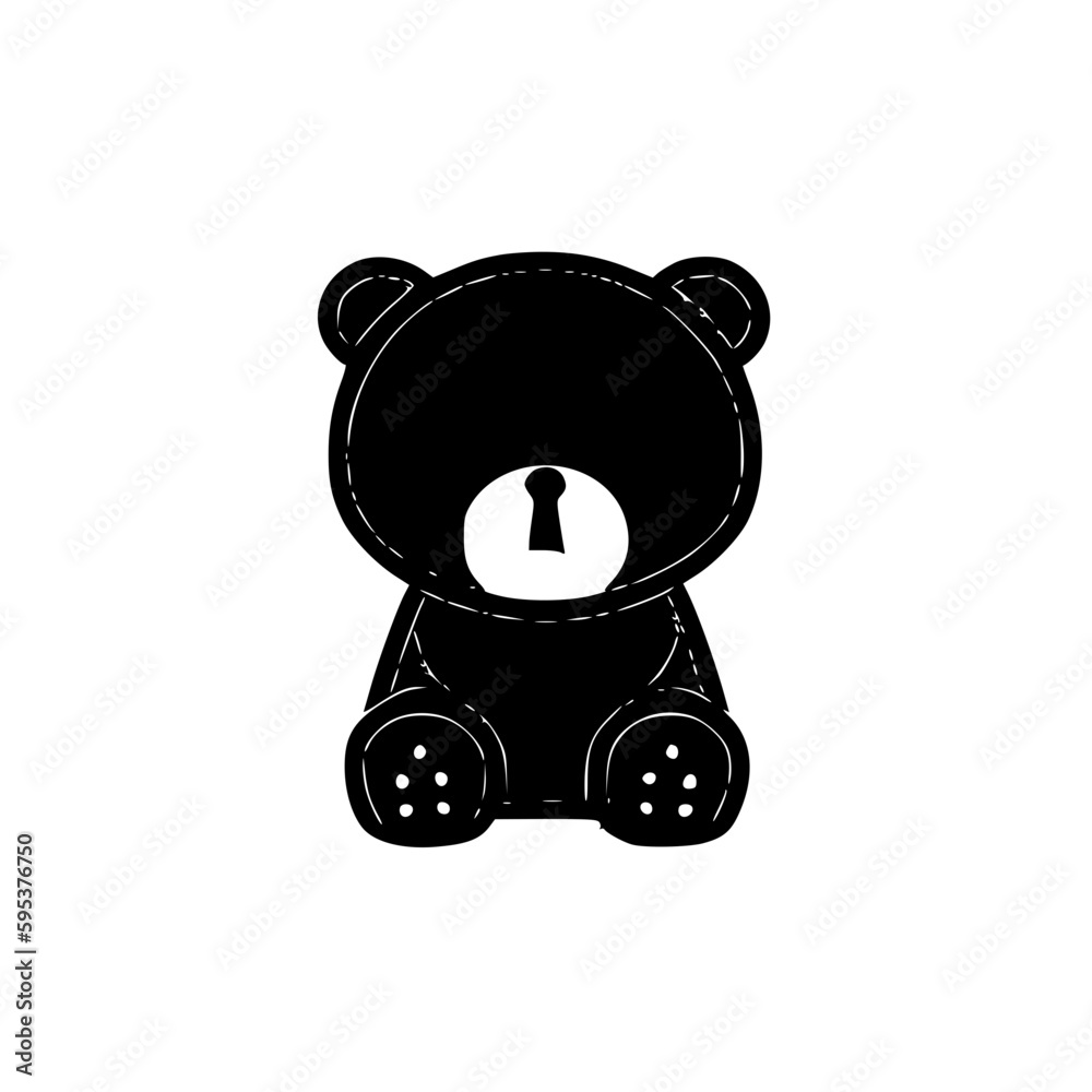 Obraz premium Teddy Bear | Black and White Vector illustration