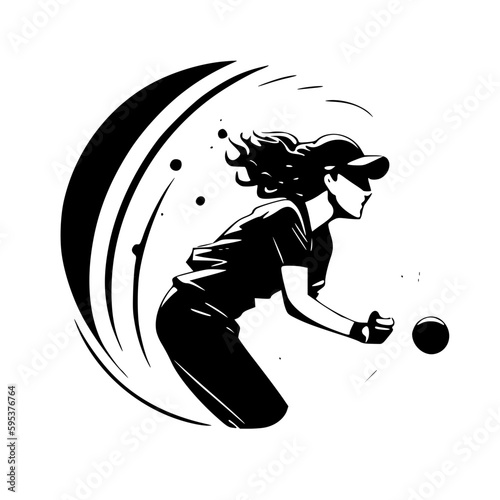 Softball | Black and White Vector illustration