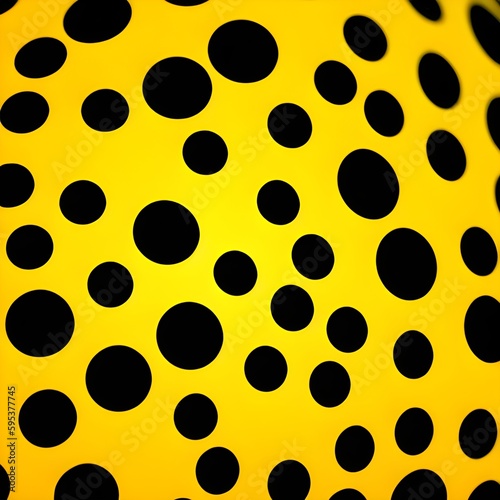 Seamless Large Texture of polka black dot pattern on yellow abstract background with circles. Suitable for textile, packaging, postcards, Wallpapers, banners. Colorful gifts material, website, design 