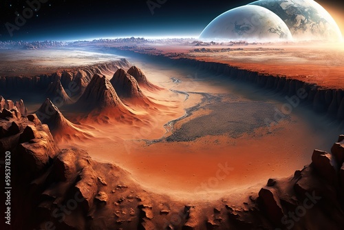 New worlds to discover, distant planets habitable for humans. AI generated.