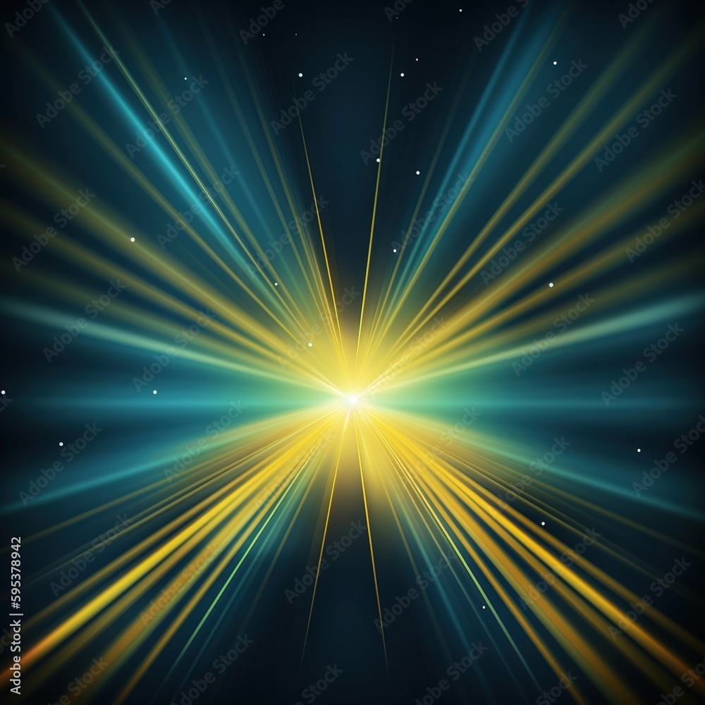 Abstract blue and yellow light rays effect background. generative ai