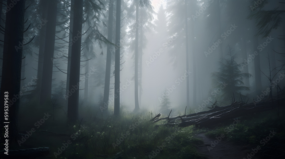 Fototapeta premium night forest made with Generative AI