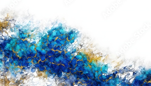 Marble ink abstract art from exquisite original painting for abstract background . Painting was painted on high quality paper texture to create smooth marble background pattern. Generative Ai