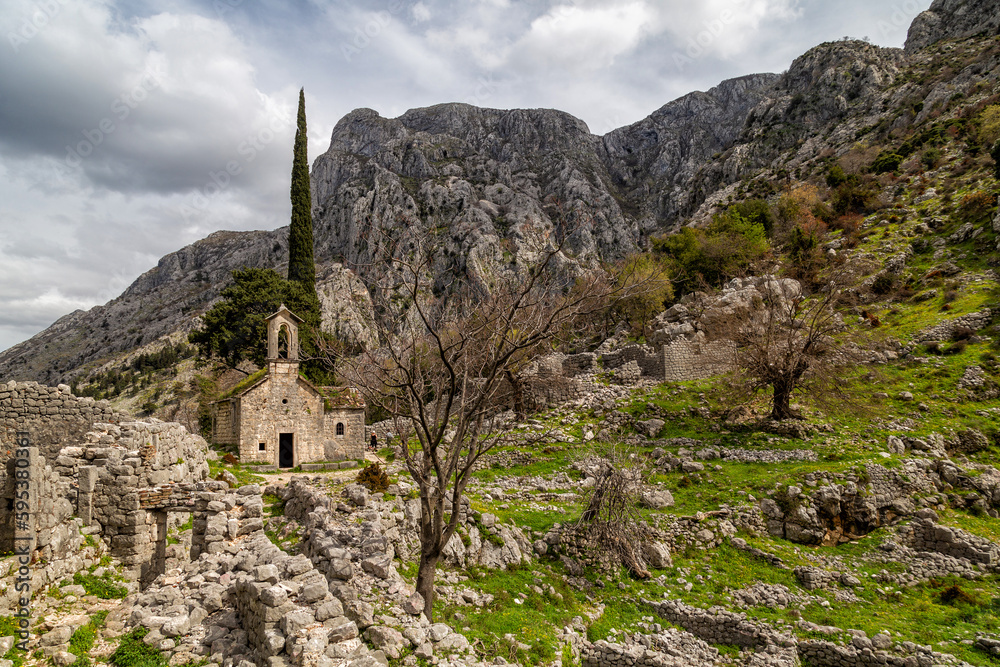 Church Sveti Juraj in Kotor, Montenegro, near San Giovanni fortress in the mountains